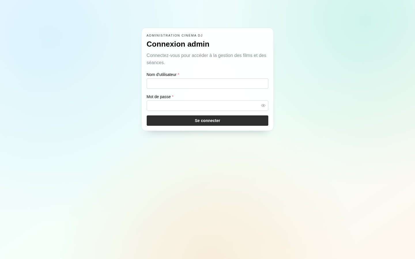 Cinema DJ — connexion administrateur