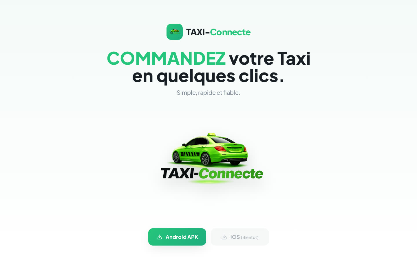 Taxi-Connecte — page d'accueil du site